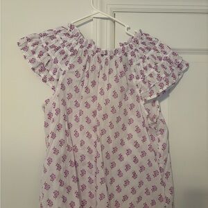 J.Crew Factory Floral Ruffle Sleeve Top - Purple